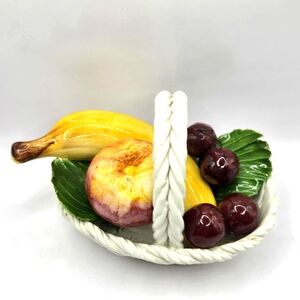 As Is Vintage Small Ceramic Open Weave Lattice Fruit Basket Made in Italy Read